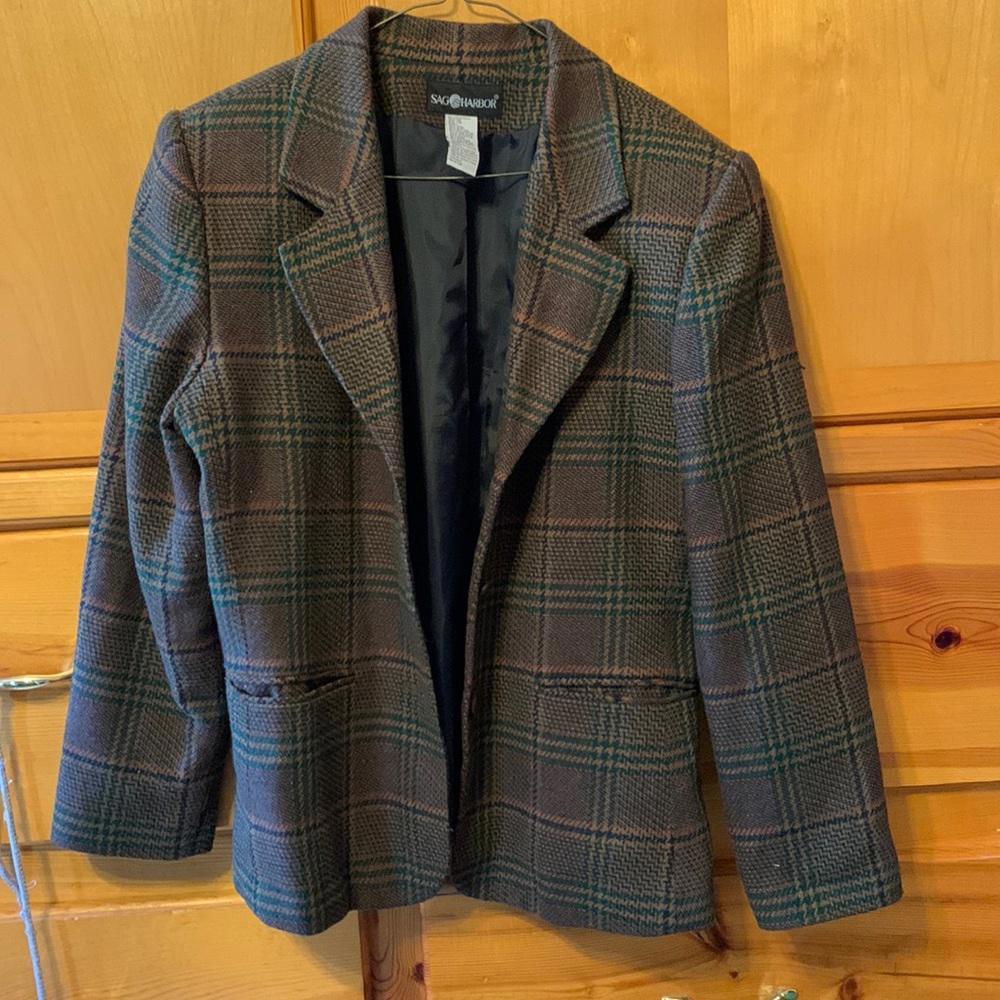 Vintage Sag Harbor patterned blazer with shoulder pads size 14